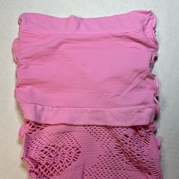 AMB Stretchy “Crochet” Tights Tube Top. NWOT Barbie Pink - Picture 5 of 5